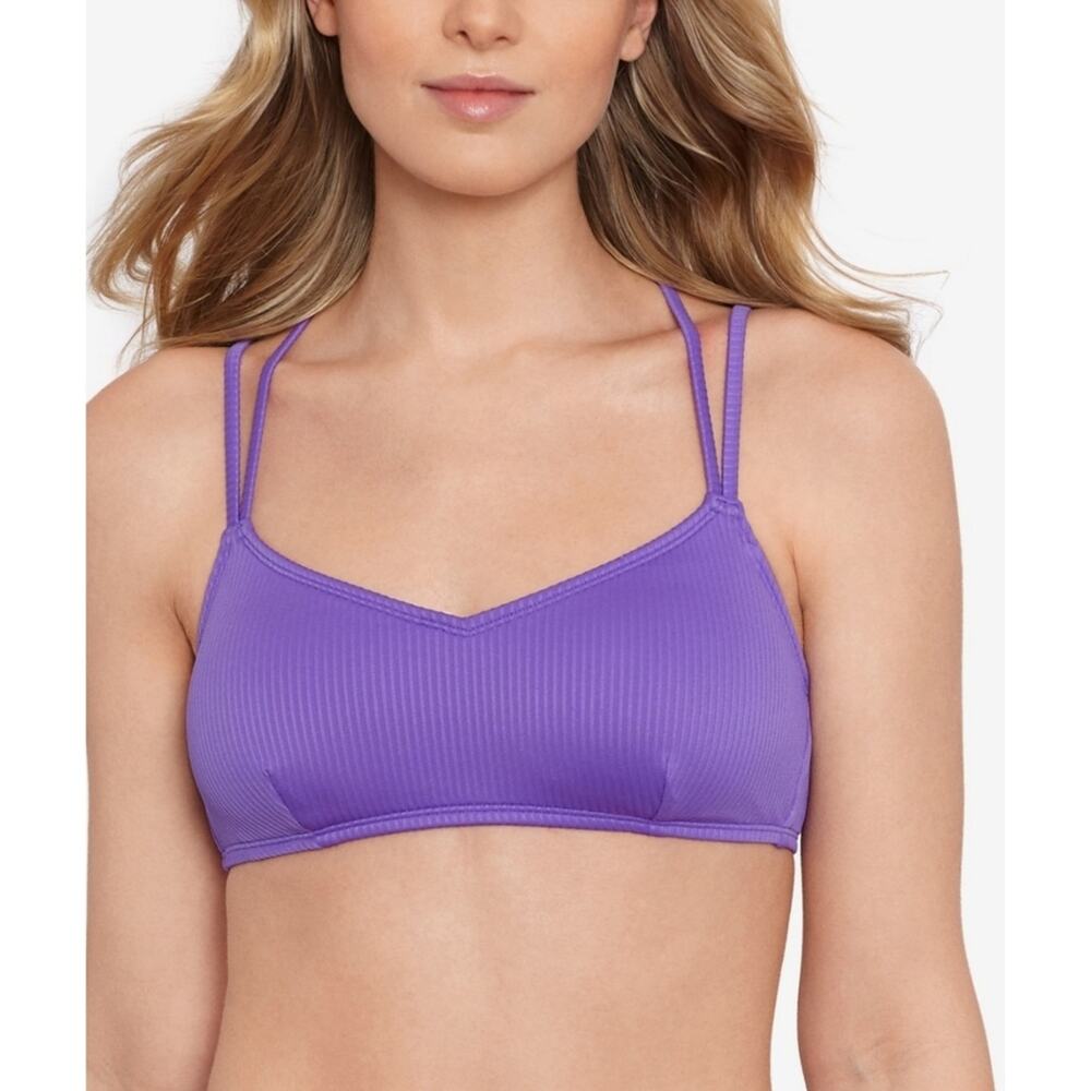Salt + Cove ULTRA VIOLET Raised Rib Strappy Bralette Bikini Swim Top